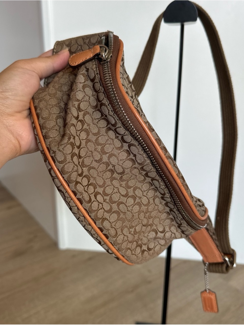 Coach Tan & Brown Signature Canvas Belt Bag